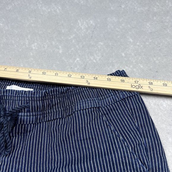 LOFT Shorts Women’s Size Medium Blue White Stripe Heavy Denim Drawstring Pocket - Picture 7 of 13